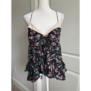 VTG Juicy Couture 100% Silk 90s Y2K Babydoll Tank Top 8 Floral Spaghetti Strap